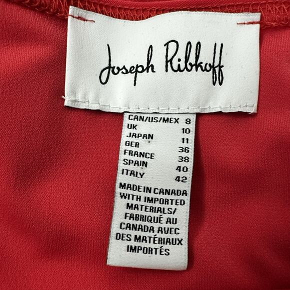 Joseph Ribkoff Top Shirt Womens 8 Pink Salmon Blouse Stretch Scuba Slinky - Picture 5 of 9